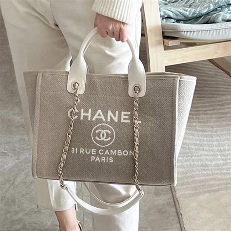 chanel brown deauville tote handbag|chanel deauville tote size comparison.